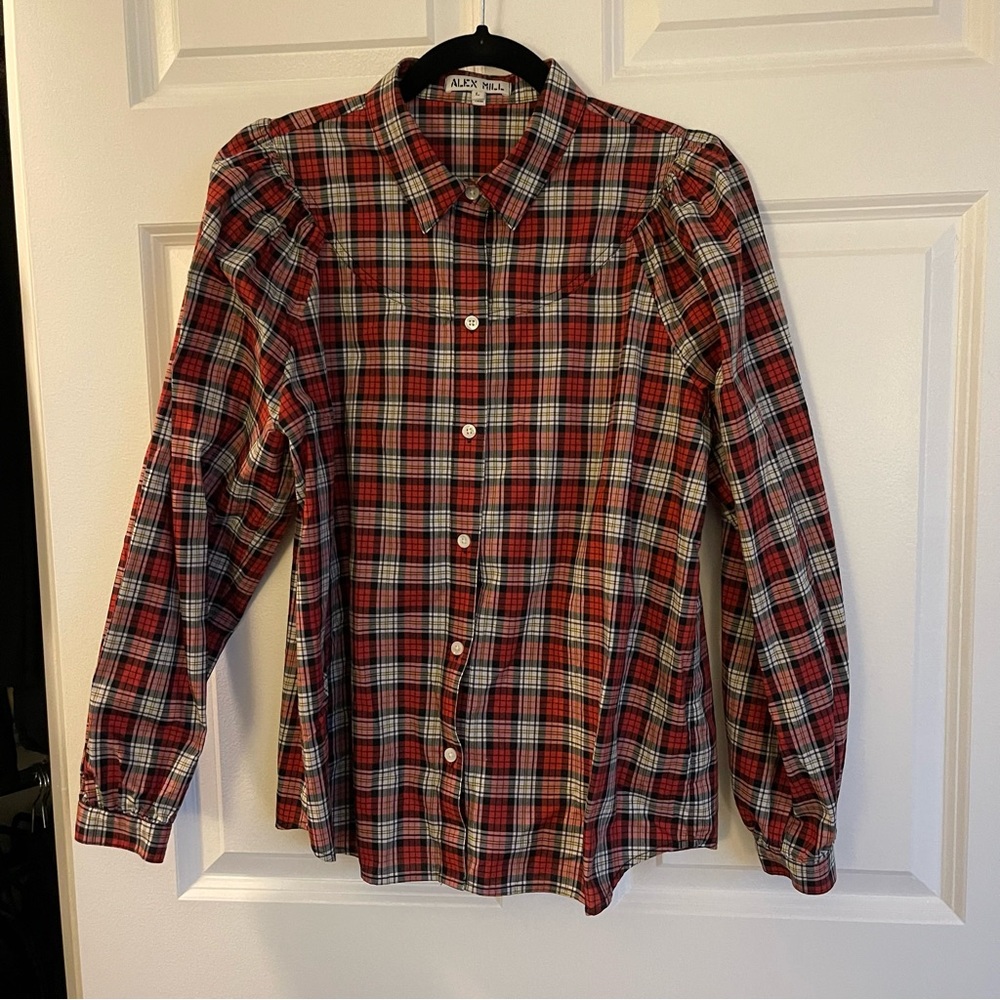Alex Mill Plaid Button Down Top | L